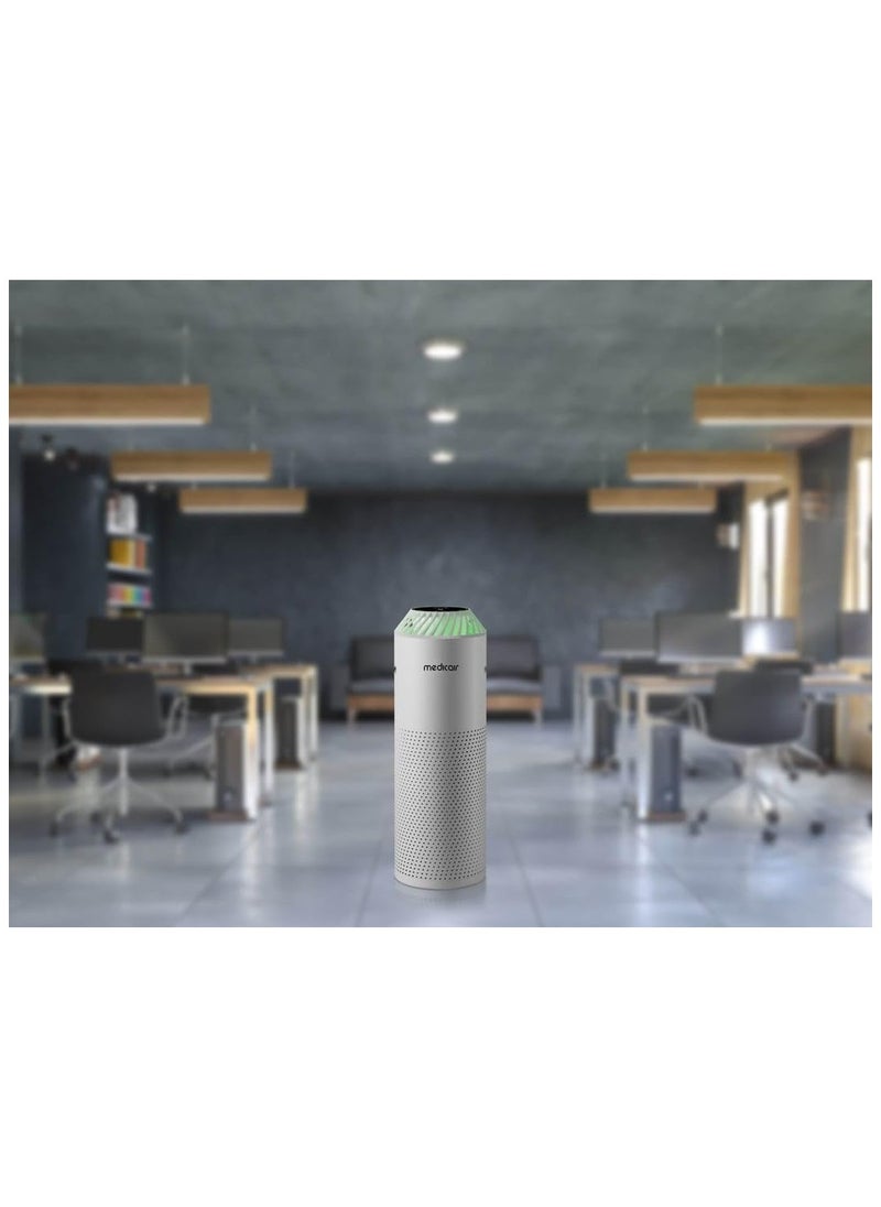 medicair - Pro Air Purifier, Mold Control, Clean Dust, Removes Allergies/Odors/Viruses and Gases, 605m³/h Throughput, 28dB Sound Level, LCD Touchscreen, Carbon Filter, White | Medicair Pro - Image 1