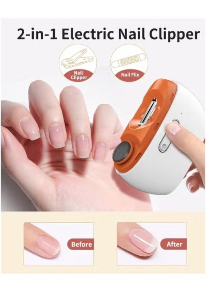 JAJEEK Portable Electric Nail Clipper & Polisher 2-in-1 – Automatic Nail Trimmer with USB Rechargeable Battery, LED Light, Low Noise Operation & Dual Speed Modes | Safe Nail Cutter for Babies, Kids, Adults & Seniors | Built-in Nail Storage | Travel-Friendly - Image 1