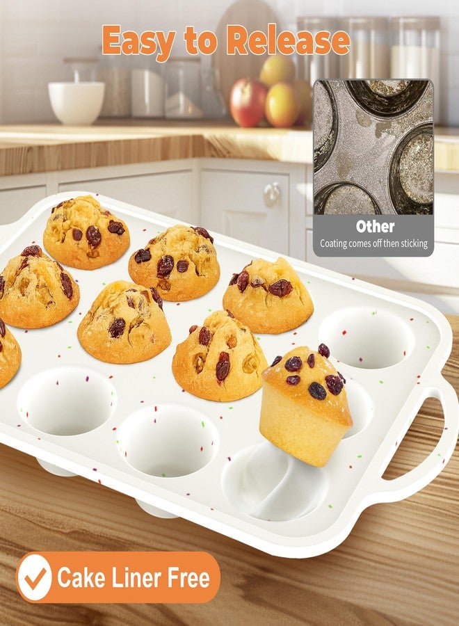 POSOSTO 2Pack Silicone Muffin Pan For Baking With Metal Reinforced Frame, 12 Cup Regular Size Nonstick Cupcake Pan, BPA Free Silicone Muffin Tray, Cupcake Baking Pan Molds for Oven - Image 4