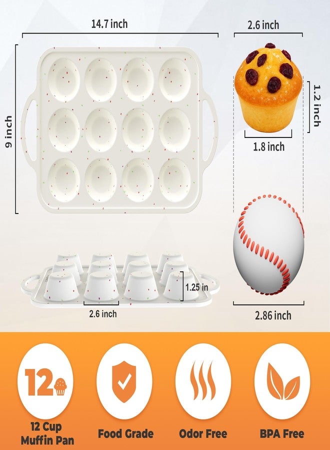 POSOSTO 2Pack Silicone Muffin Pan For Baking With Metal Reinforced Frame, 12 Cup Regular Size Nonstick Cupcake Pan, BPA Free Silicone Muffin Tray, Cupcake Baking Pan Molds for Oven - Image 3