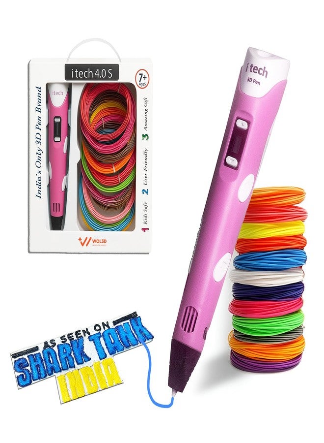 WOL 3D WOL3D I tech (Pink) Magic 3D Pen with (12 in 1) 5M PLA Filaments for 3D Printing with Speed Control, Advanced Temperature Regulation, OLED Display & Ergonomic Design – Compatible. - Image 1