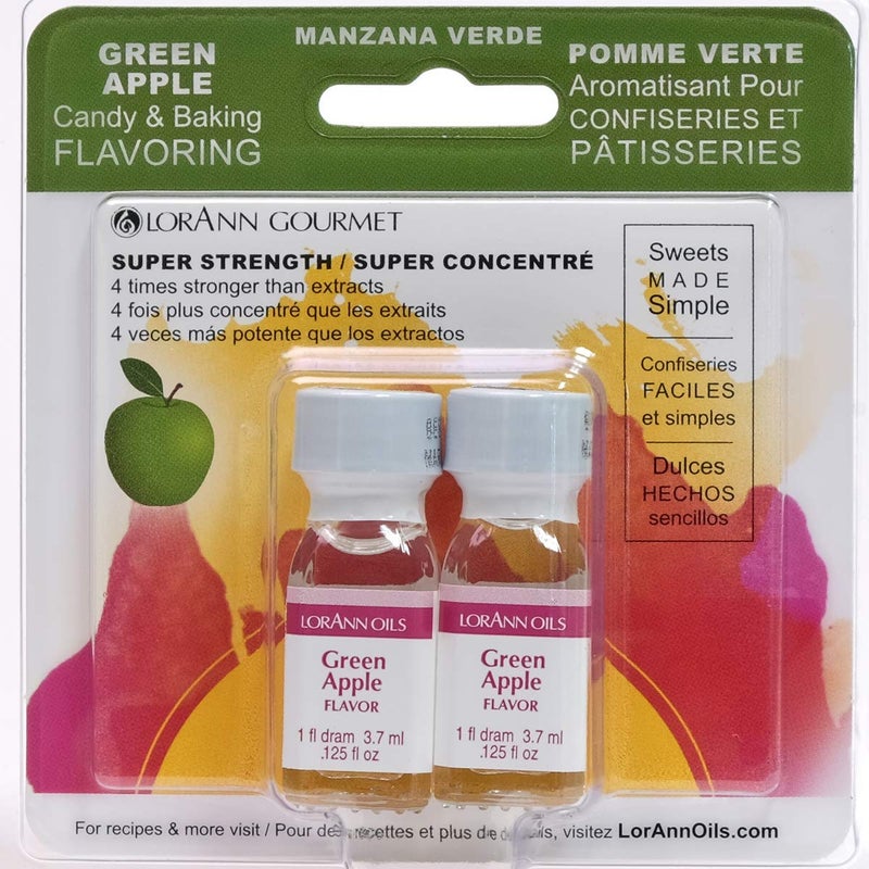LorAnn Oils LorAnn Green Apple SS Flavor, 1 dram bottle (.125 fl oz - 3.7ml - 1 teaspoon) Twin pack blistered - Image 1