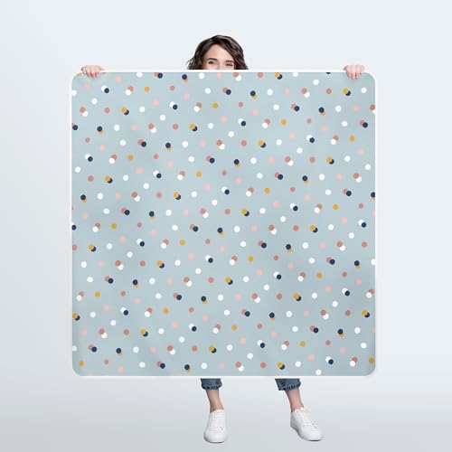 WildCubz 51" Heavy Duty Baby Splat Mat for Under High Chair | Includes Wet Bag | Premium Washable Toddler Mat | Baby Led Weaning | High Chair Mat for Floor | Craft Mat | Splash Mat (Dots on Dots) - Image 3