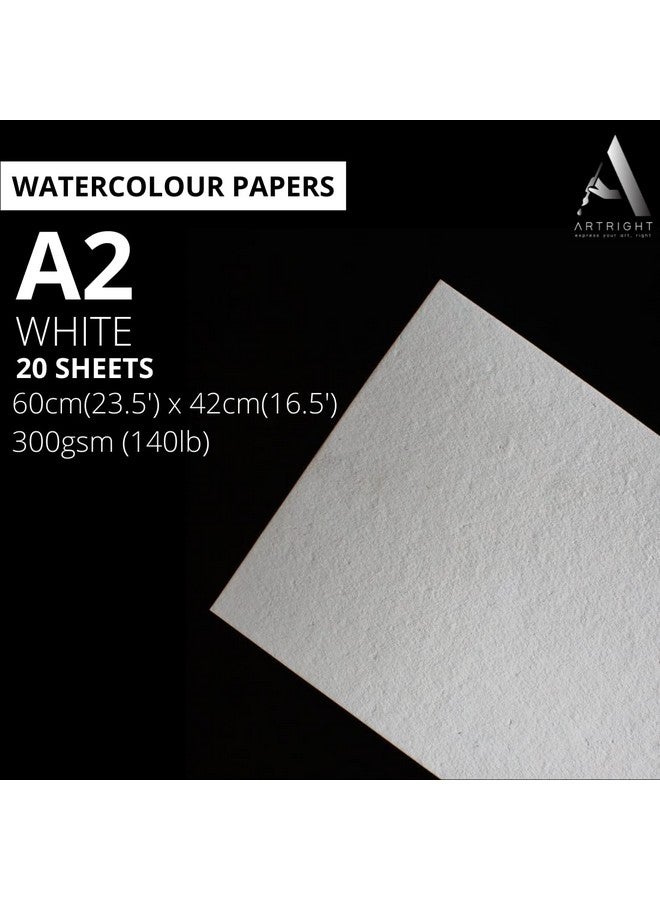 ورق ألوان مائية للفنانين من ArtRight مقاس A2، 300 جرام لكل متر مربع - 20 ورقة مصنوعة يدويًا من ورق ألوان مائية بحبيبات خشنة، للألوان المائية والأكريليك والغواش والحبر والوسائط المختلطة - Image 2
