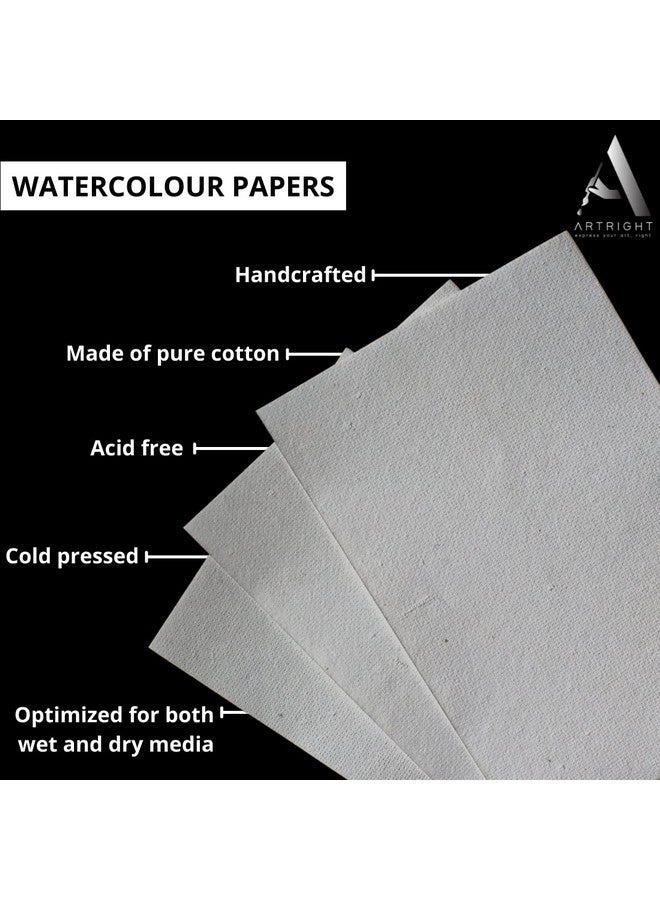 ورق ألوان مائية للفنانين من ArtRight مقاس A2، 300 جرام لكل متر مربع - 20 ورقة مصنوعة يدويًا من ورق ألوان مائية بحبيبات خشنة، للألوان المائية والأكريليك والغواش والحبر والوسائط المختلطة - Image 4