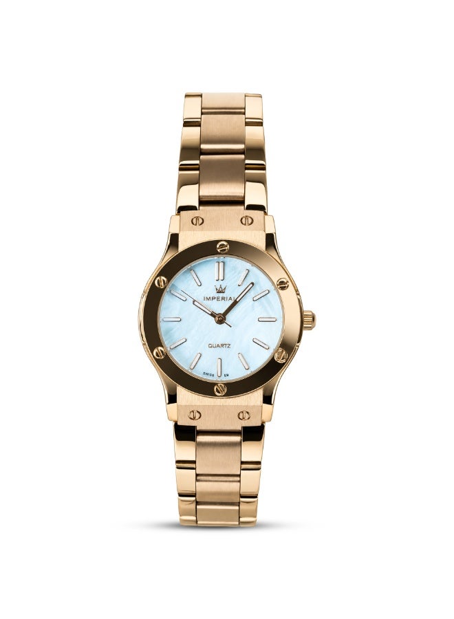 IMPERIAL Women's Rose Gold Stainless Steel Watch, White Dial, Y121 Movement, Butterfly Clasp, 3ATM Watch for Women | IMP.GD6637L7491 - Image 1