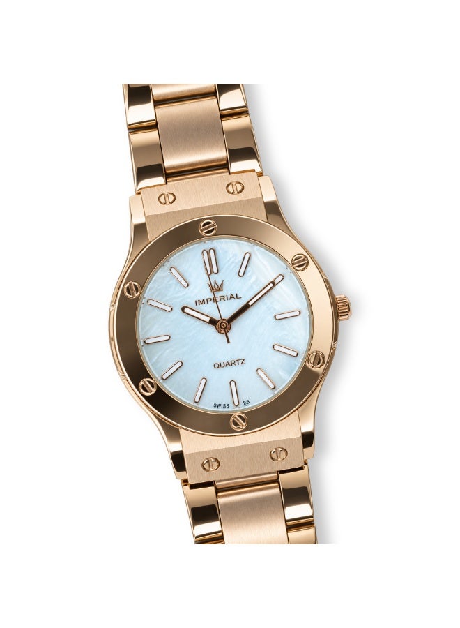 IMPERIAL Women's Rose Gold Stainless Steel Watch, White Dial, Y121 Movement, Butterfly Clasp, 3ATM Watch for Women | IMP.GD6637L7491 - Image 2