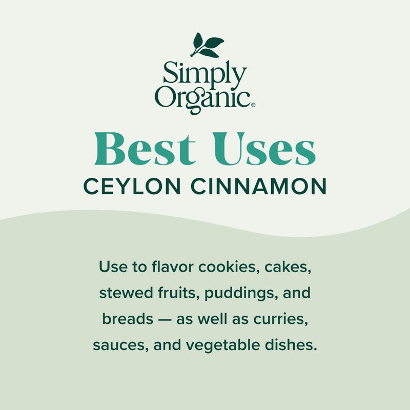 Simply Organic Ceylon Ground Cinnamon, 2.08 Ounce, Non-GMO Organic Cinnamon Powder - Image 3