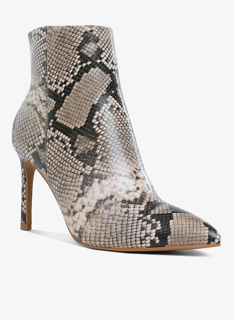 London Rag Textured Stiletto Heel Ankle Boots in Snake