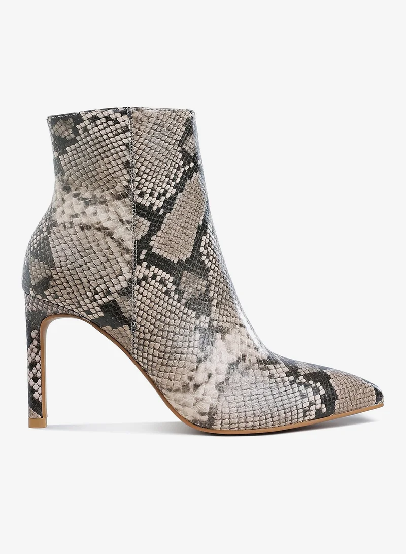 London Rag Textured Stiletto Heel Ankle Boots in Snake