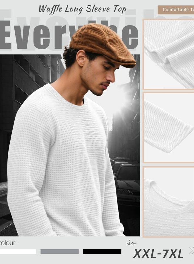 EverVibe 3 Pack Men's Big and Tall Long Sleeve Shirts, Waffle Crew Neck Thermal Underwear Tops Lightweight Casual Undershirts, Black, White, Gray, 3XL - Image 4