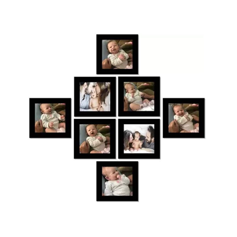 CDM Wall Wood MDF Photo Frame With Glass (Black,8 Photos) - Image 1