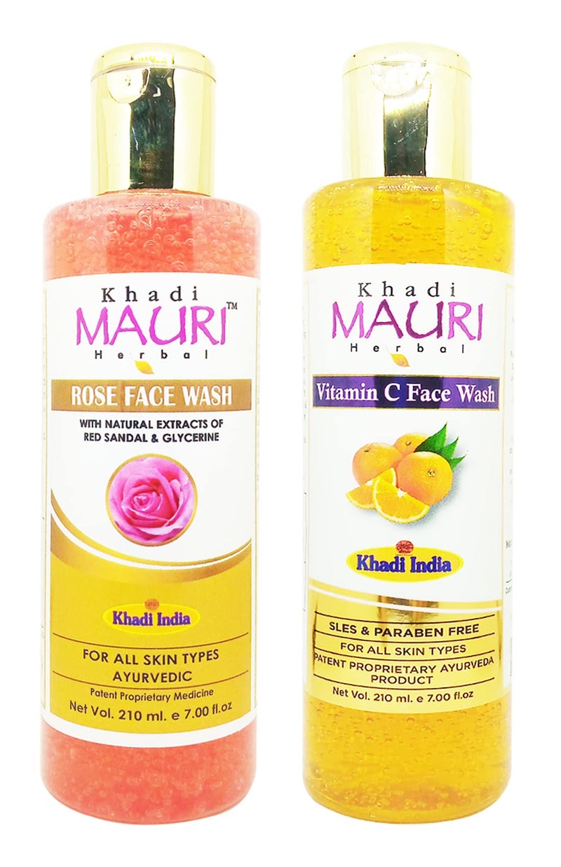 Khadi Mauri Vitamin C & Rose face wash - Pack of 2 (420ml) - Image 1