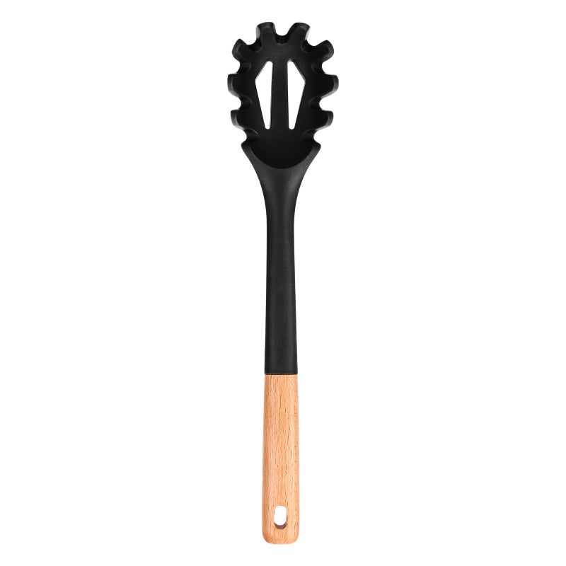 Badiano Silicone Pasta Fork Kitchen Heat Resistant Noodle Spoon Server BPA Free Spaghetti Strainer128 inch Black 