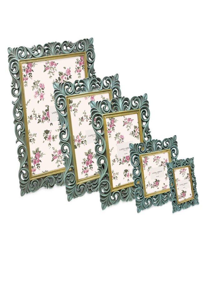 لورا أشلي إطار صور من لورا آشلي، مقاس 2x3، لون أزرق فاتح مع ذهبي، بتصميم لفائف راتنجية عتيقة الطراز، بإطار رفيع، أفقي وعمودي، مناسب للعرض على الطاولة أو الحائط، ديكور منزلي (2x3، أزرق فاتح مع ذهبي) - Image 4