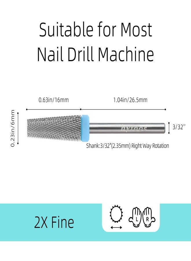 HYTOOS 5 in 1 Nail Drill Bits, 6 * 16mm Flat Top Tapered Professional Tungsten Carbide Bit for Gel Polish & Base Removal, Electric File Manicure Drills Accessories Tool,2XF - Image 3