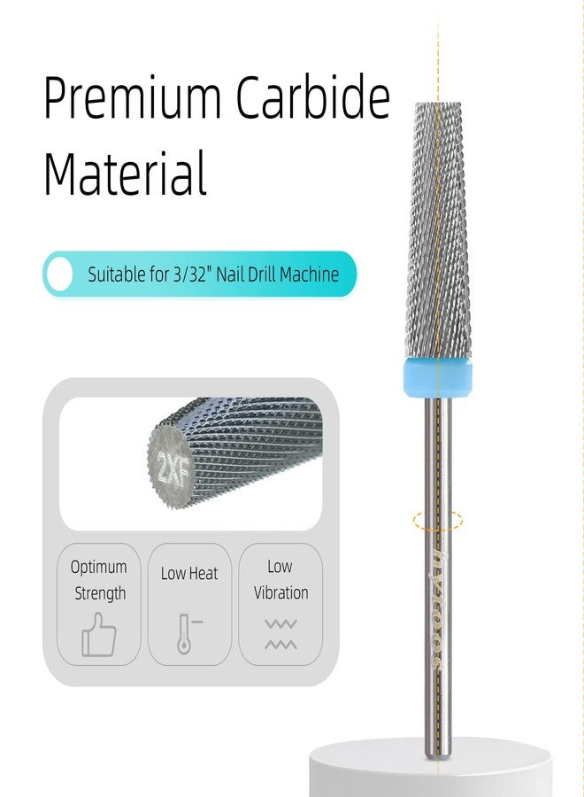 HYTOOS 5 in 1 Nail Drill Bits, 6 * 16mm Flat Top Tapered Professional Tungsten Carbide Bit for Gel Polish & Base Removal, Electric File Manicure Drills Accessories Tool,2XF - Image 2