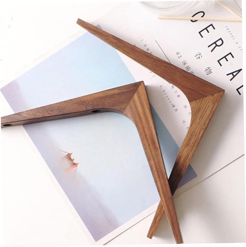 2Pcs Solid Wood Corner Shelf Brackets Heavy Duty Wall Mounted Support for Home Decor and Storage - Image 4