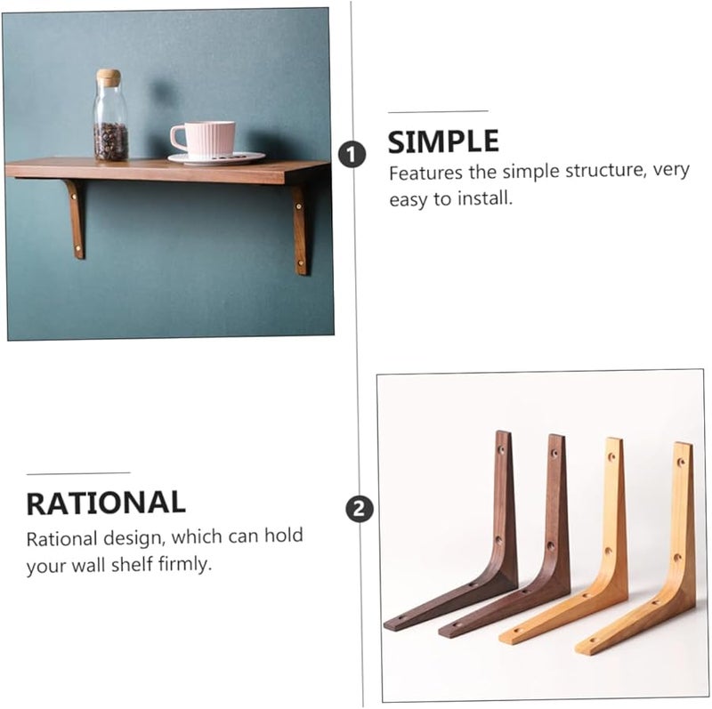 2Pcs Solid Wood Corner Shelf Brackets Heavy Duty Wall Mounted Support for Home Decor and Storage - Image 5
