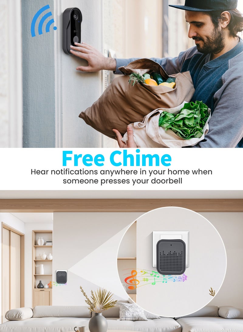 Bcarenest Smart Video Doorbell Camera with Tuya App, PIR Motion Detection, 720P WiFi Doorbell, Two-Way Audio, Voice Changer, IR Night Vision, Type-C Rechargeable Battery with Free Chime - Image 5