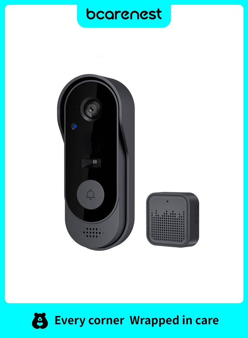 Bcarenest Smart Video Doorbell Camera with Tuya App, PIR Motion Detection, 720P WiFi Doorbell, Two-Way Audio, Voice Changer, IR Night Vision, Type-C Rechargeable Battery with Free Chime - Image 2