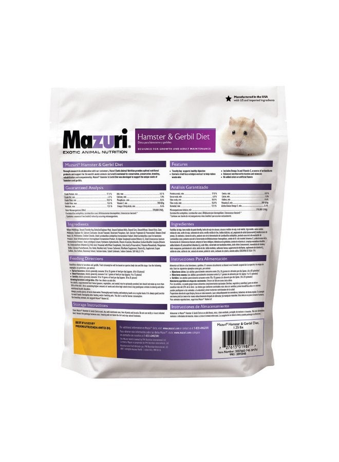 Mazuri Hamster & Gerbil Diet | 1.25 Pound (1.25 LBS) Bag - Image 2
