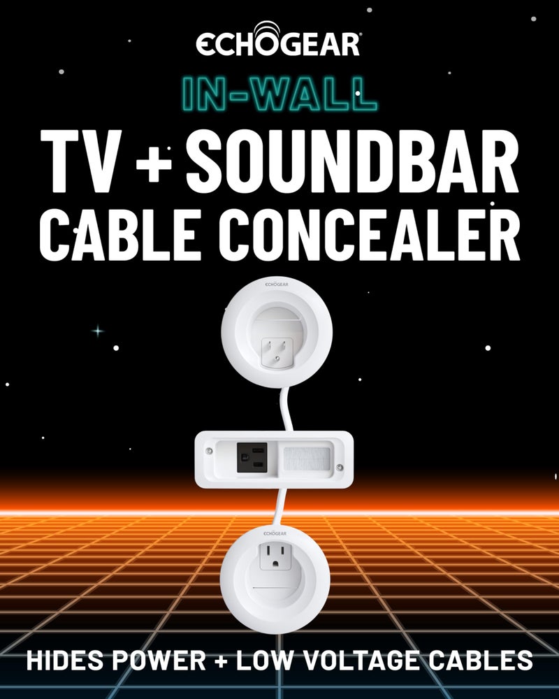 ECHOGEAR in Wall Cable Management Kit for TV & Soundbar - Cord Concealer & Power Kit - Powers Devices & Hides All Cables - Comes with Circle Saw Drilling Attachment & Drywall Hand Saw - Image 2