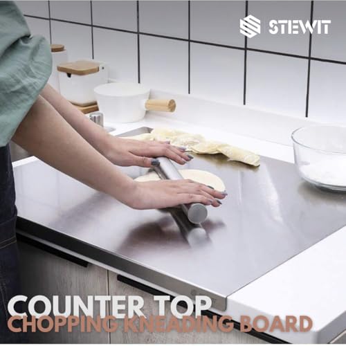 Stewit® Large Stainless Steel Cutting Board for Kitchen,Chopping Board for Meat, Vegetables & Fruit, Extra Large Heavy Duty Countertop Surface, Easy to Clean & Durable - Image 4