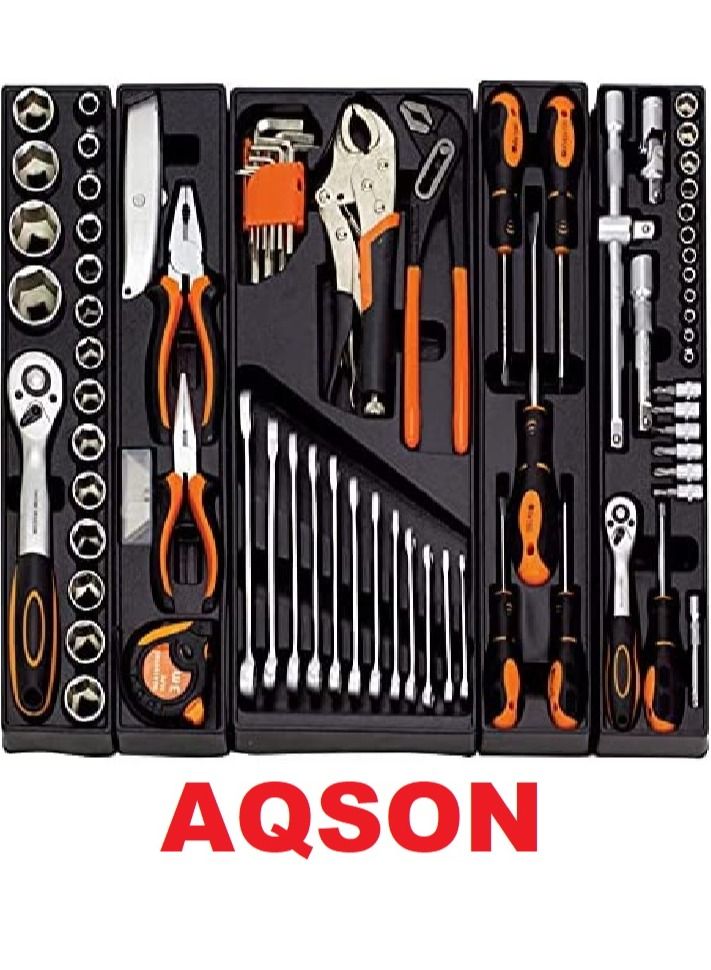AQSON metal box tools set 85pcs Portable metal multi-function household car foldable - Image 3