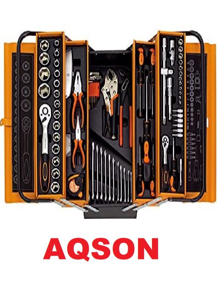 AQSON metal box tools set 85pcs Portable metal multi-function household car foldable - Image 2