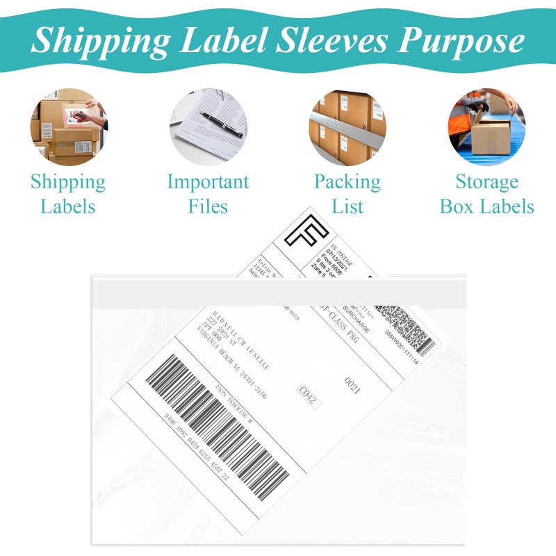 FungLam 100 Pack 7.5" x 5.5" Clear Self-Adhesive Top Loading Packing List/Shipping Label Envelopes Pouches - Image 4
