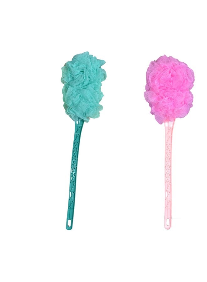 Long Handle Loofah With Round Ball Loofah Family And Value Pack, Bathing Accessories, Easy To Carry, Bath Loofah for Women and Men, Multicolor (Pack of 2) (Multicolor, Long Handle Bath (Pack of 2)) - Image 3
