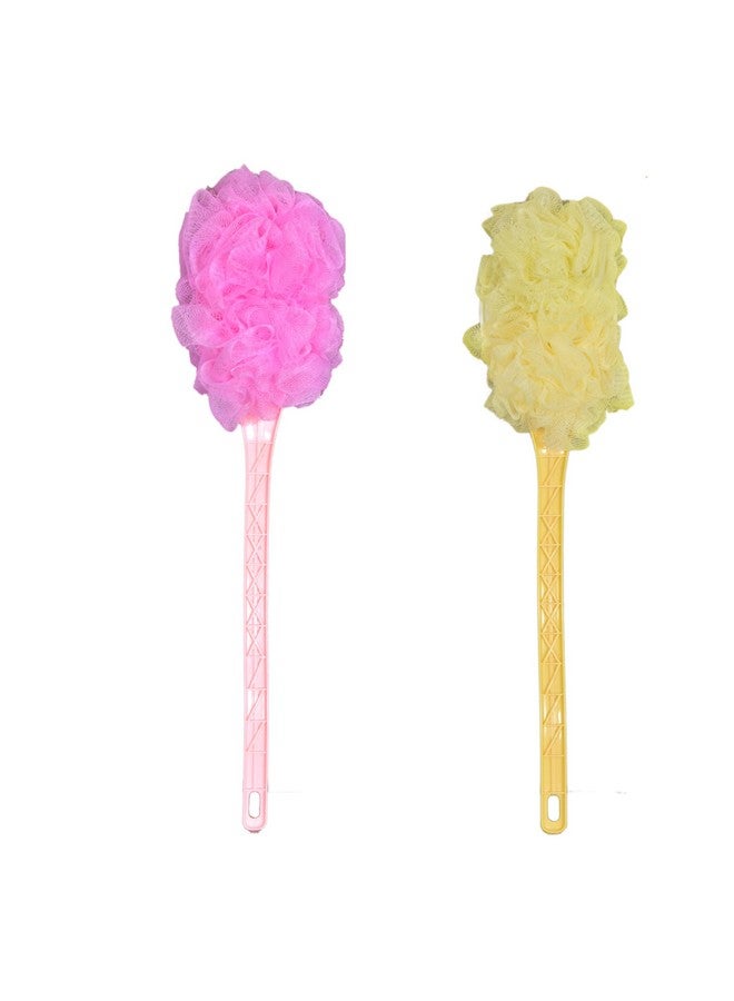 Long Handle Loofah With Round Ball Loofah Family And Value Pack, Bathing Accessories, Easy To Carry, Bath Loofah for Women and Men, Multicolor (Pack of 2) (Multicolor, Long Handle Bath (Pack of 2)) - Image 2