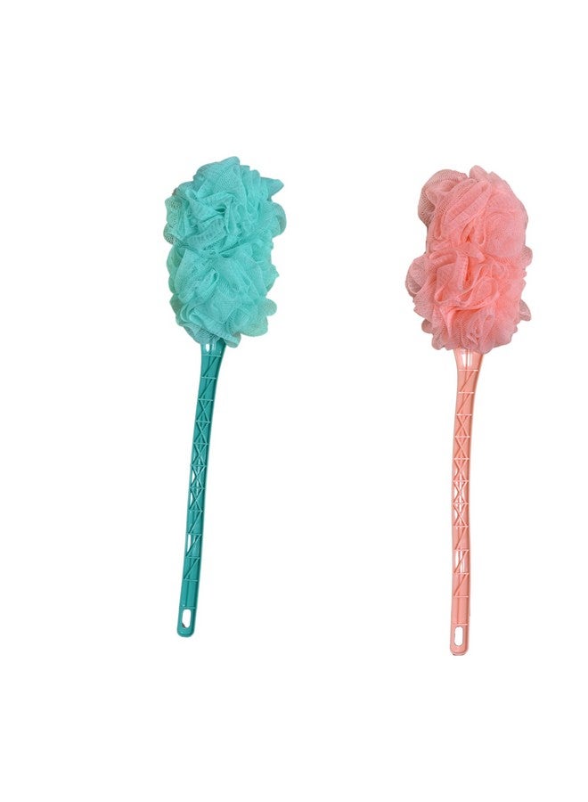 Long Handle Loofah With Round Ball Loofah Family And Value Pack, Bathing Accessories, Easy To Carry, Bath Loofah for Women and Men, Multicolor (Pack of 2) (Multicolor, Long Handle Bath (Pack of 2)) - Image 4