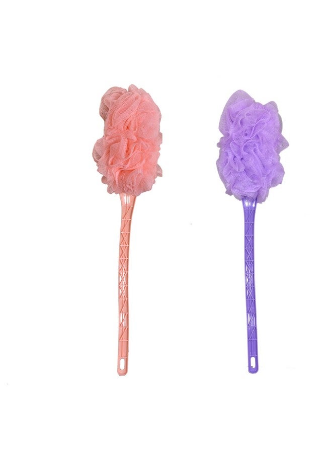 Long Handle Loofah With Round Ball Loofah Family And Value Pack, Bathing Accessories, Easy To Carry, Bath Loofah for Women and Men, Multicolor (Pack of 2) (Multicolor, Long Handle Bath (Pack of 2)) - Image 1