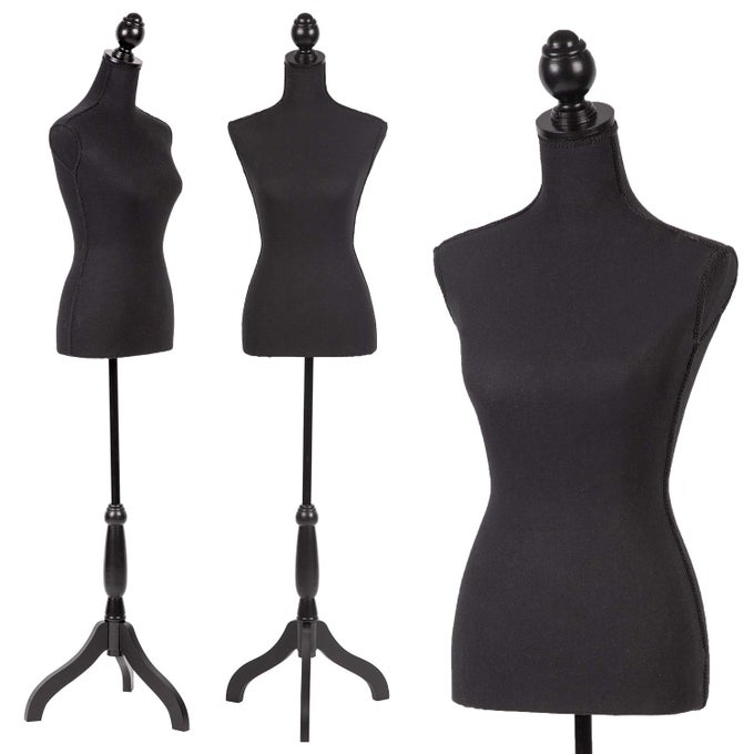 Mannequin Dress Form Female Dress Model Torso Display Mannequin Body 6067 Inch Height Adjustable Tripod Stand Black 6067 Inches