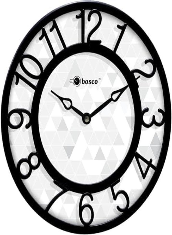 Bosco ساعة حائط دائرية/طاولة عصرية من بوسكو، صامتة، باللونين الأسود والأبيض مع إطار مزخرف، قطرها 20 سم، مناسبة للمنزل، غرفة المعيشة، غرفة النوم، المكتب والمطبخ - BWC-1202 - Image 4