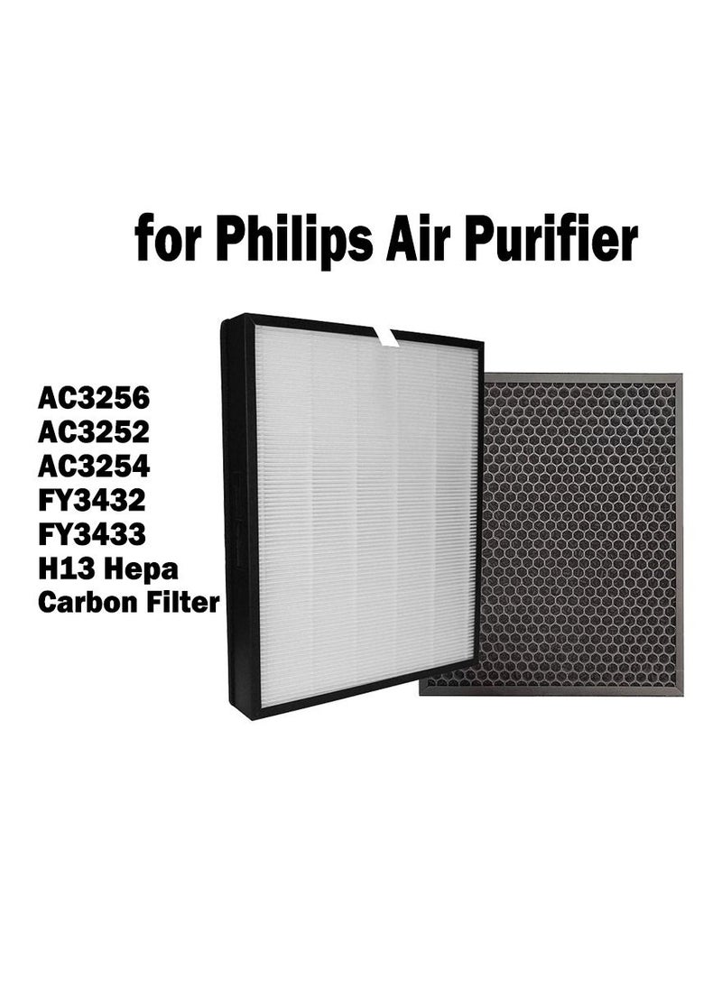 Generic - FY3433 FY3432 HEPA Filter Compatible with Philips Air Purifier AC3252 AC3254 AC3256 AC3259 AC3258 AC3260 Replace The Activated Carbon Filter - Image 1