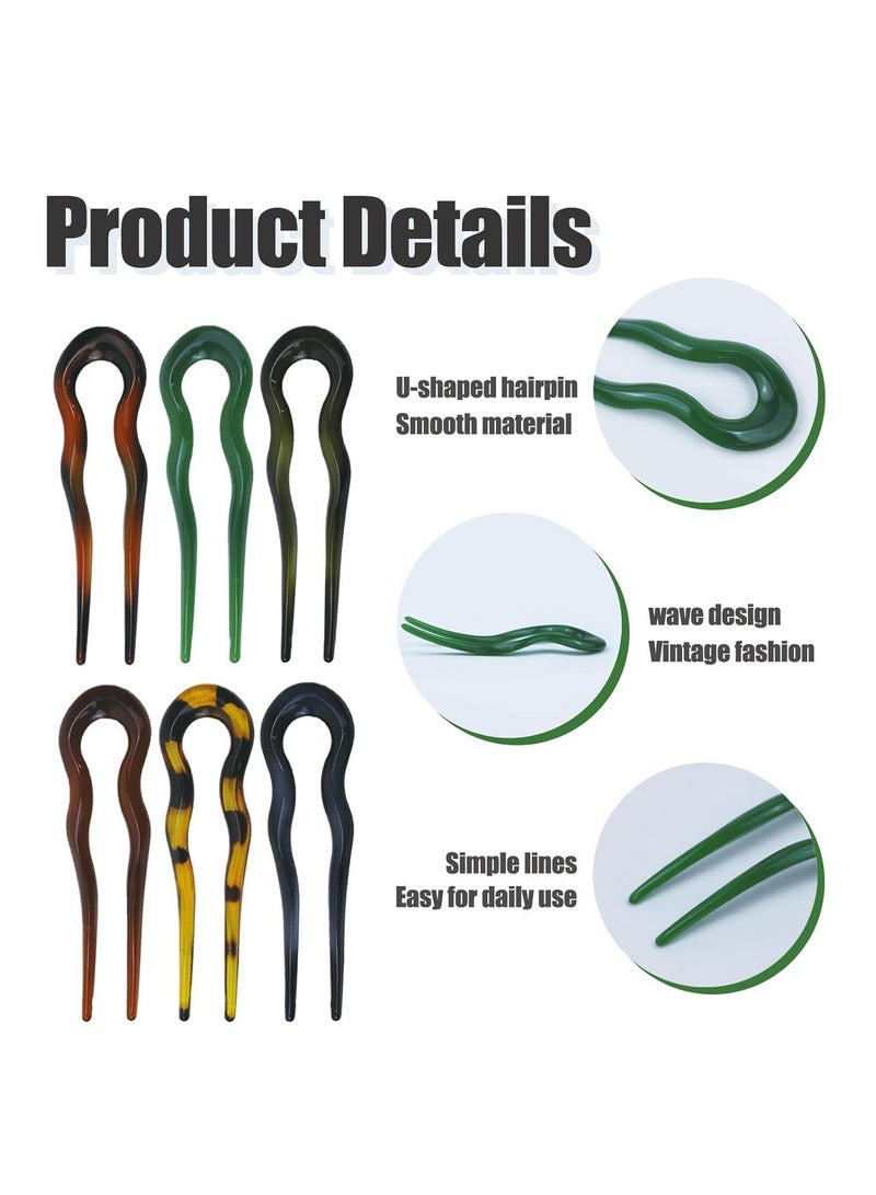 أوزيغالور 6 قطع شوك شعر عتيقة على شكل حرف U، دبابيس شعر فرنسية مدببة للنساء والفتيات. - Image 2