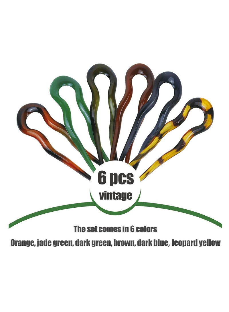 أوزيغالور 6 قطع شوك شعر عتيقة على شكل حرف U، دبابيس شعر فرنسية مدببة للنساء والفتيات. - Image 4