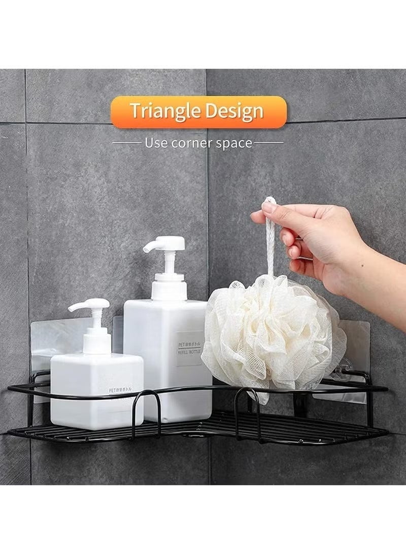 Metal bathroom corner shelf with rust-resistant adhesive sticker with a basket design to prevent water from accumulating in it to organize all bathroom accessories. Painted with high-quality paint - Image 5