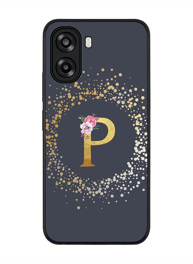 Stylizedd For Oppo A6t 5G / A6t 4G Case,Slim fit Camera Protection, Shockproof Thin Phone cover  - Custom Monogram Floral - P  (Grey ) - Image 1