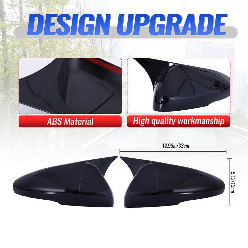 Alicatong Side Rear View Mirror Cover Exterior Accessories Rearview Wing Mirror Caps Cover Ox Horn Door Side Moulding Trim Compatible With Honda 10th 11th accord 2018-2023 2024 2025 Glossy Black - Image 5