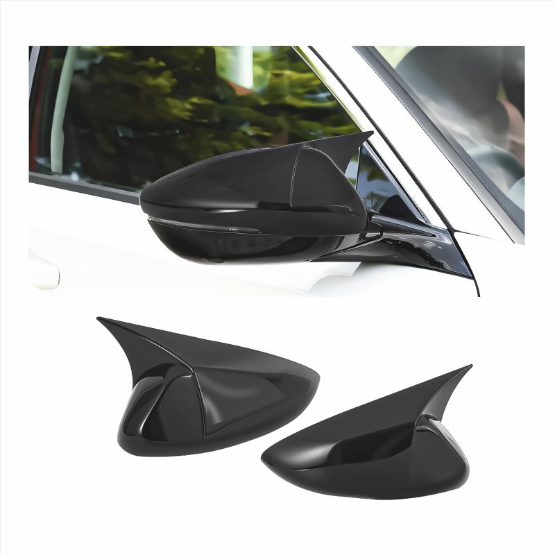 Alicatong Side Rear View Mirror Cover Exterior Accessories Rearview Wing Mirror Caps Cover Ox Horn Door Side Moulding Trim Compatible With Honda 10th 11th accord 2018-2023 2024 2025 Glossy Black - Image 1