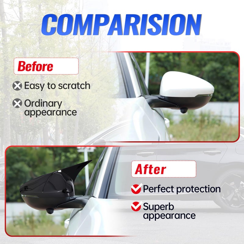 Alicatong Side Rear View Mirror Cover Exterior Accessories Rearview Wing Mirror Caps Cover Ox Horn Door Side Moulding Trim Compatible With Honda 10th 11th accord 2018-2023 2024 2025 Glossy Black - Image 4