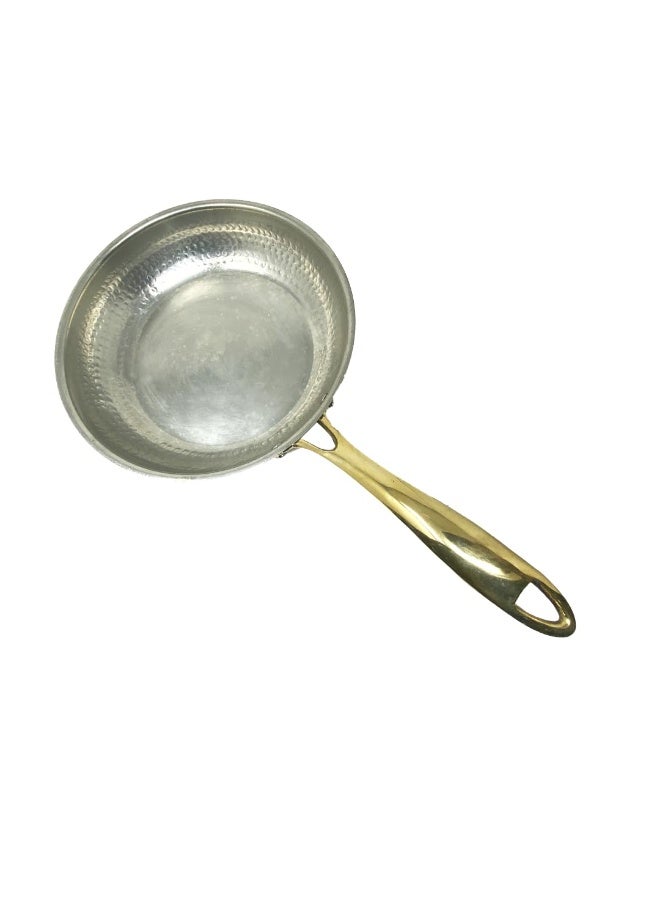 Rock Tawa Brass Frypan with Kalai, Deep Fry Pan for Frying, 9.4-inch Diameter, 1250ml Capacity - Image 3