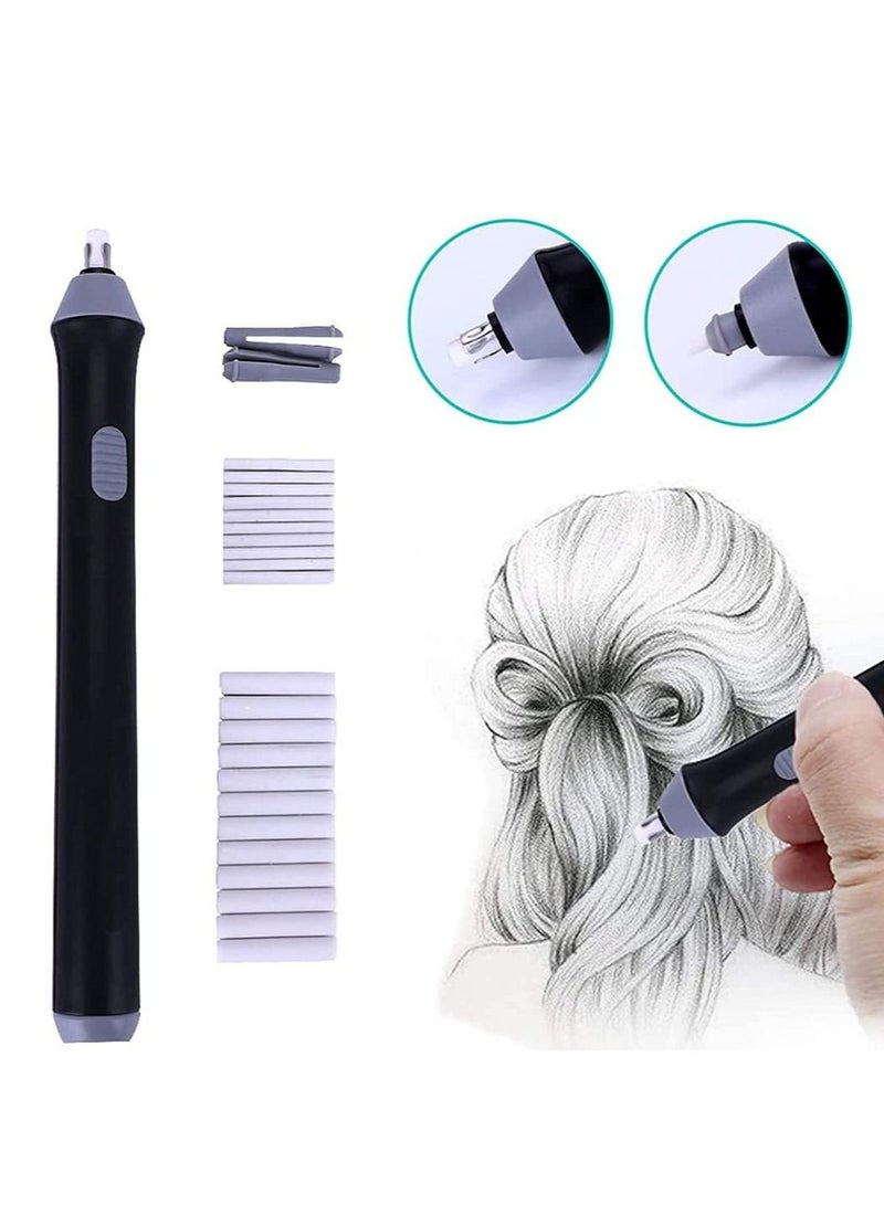 Electric Eraser Kit with 23 Eraser Refills Battery Operated Automatic Portable Rubber Pencil Eraser Auto Erasers for Drawing Painting Sketching Drafting Architectural Arts Crafts