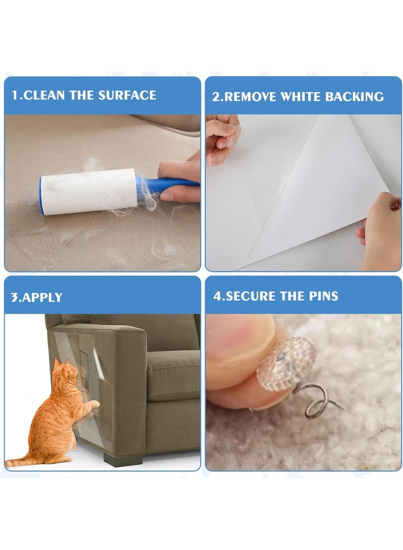 20 PCS Furniture Protectors from Cats, 17"x13" Clear Self-Adhesive Anti Cat Scratch Deterrent, Couch Protector for Cats, Cat Sofa Cat Sofa Protector, Strong, Cat Deterrent Accessories - Image 2
