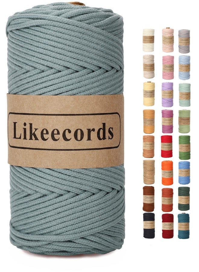 Likeecords Braided Macrame Cotton Cord 3mm x 109yards,Macrame Rope, 100% Natural Cotton Rope Macrame String,Colorful Cotton Craft Cord for Bag,Wall Hanging, Plant Hangers, Crafts, Knitting（Haze Blue） - Image 1