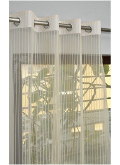 Homefab India Homefab India 2 Piece Sheer Strips Long Door Curtain - 8 ft, Beige  - Image 2